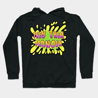 They Them Pronouns - Retro Style Watercolor Design Hoodie